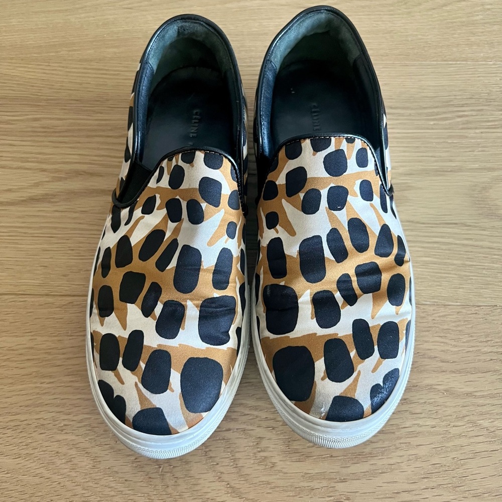 Celine Leopard Satin Sneakers